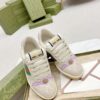 Gucci Screener GG Canvas & Beige Suede Sneaker with Lavender Accents & Green/Orange Web