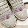 Gucci Screener GG Canvas & Beige Suede Sneaker with Lavender Accents & Green/Orange Web
