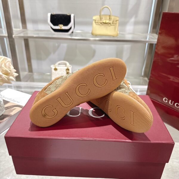 Gucci GG Canvas & Tan Suede Low-Top Sneaker