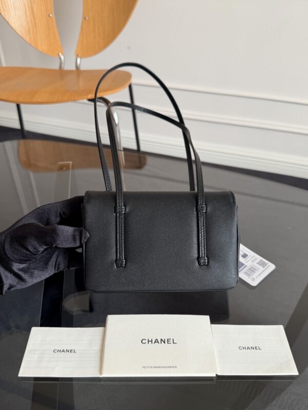 Chanel Long Flap Bag with Handle (Caviar-grained calfskin) / "Prey Coco" / Underarm Shoulder Bag / Small Rectangular Bag / Handbag