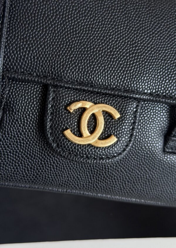 Chanel Long Flap Bag with Handle (Caviar-grained calfskin) / "Prey Coco" / Underarm Shoulder Bag / Small Rectangular Bag / Handbag