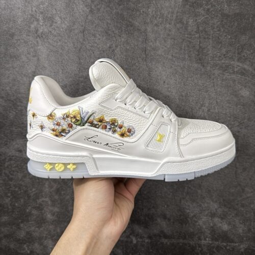 Floral Embroidered High-Top Trainer Sneakers