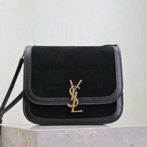 Solferino Shoulder Bag – Black Suede & Leather