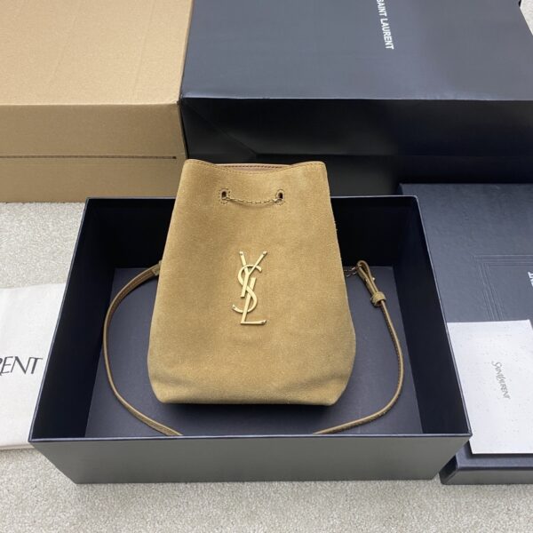 sy_no_B44919A7F5F99A2FCF3DF5233076C764_0 YSL Cassandre Chain Bucket Bag – Suede Gold