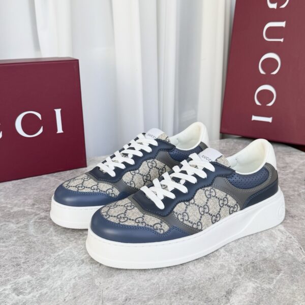 sy_no_B45C91B8A0051C0721835C4A5732F6A7_0 Gucci MAC8 GG Canvas & Navy Leather Sneaker