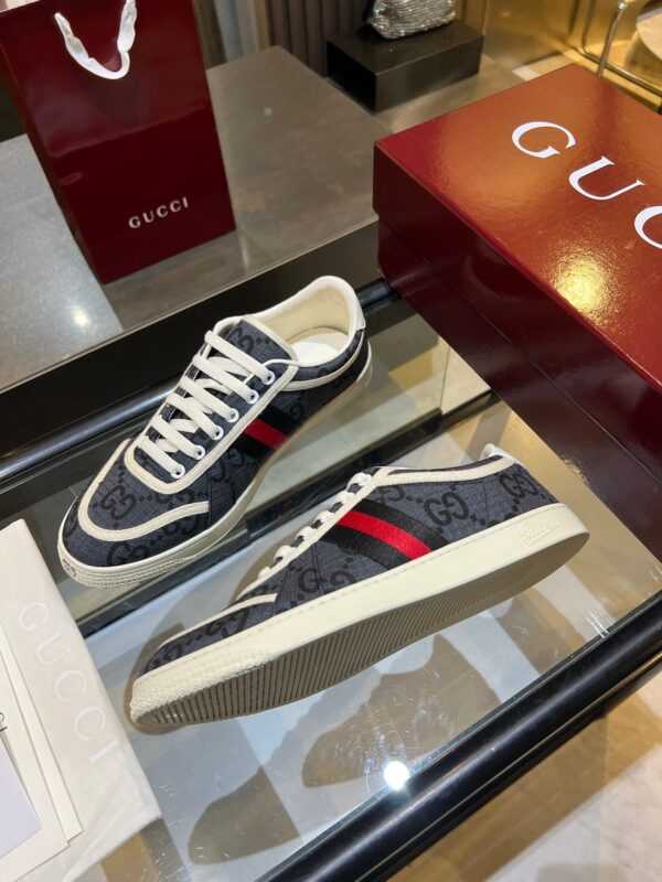 sy_no_B4686B6941E4C64F99AD205C62FCA79E_5 Gucci B Sneaker Navy GG Canvas & Web Stripe