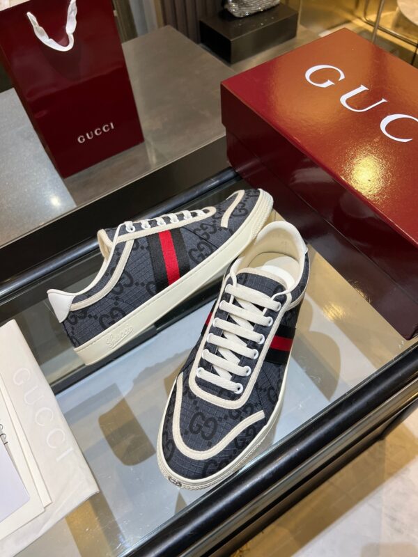 sy_no_B4686B6941E4C64F99AD205C62FCA79E_6 Gucci B Sneaker Navy GG Canvas & Web Stripe