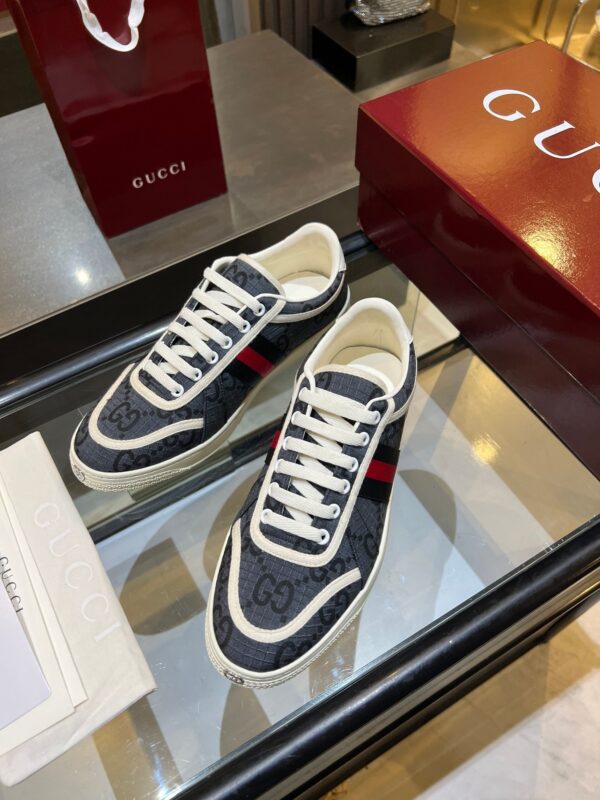 sy_no_B4686B6941E4C64F99AD205C62FCA79E_8 Gucci B Sneaker Navy GG Canvas & Web Stripe