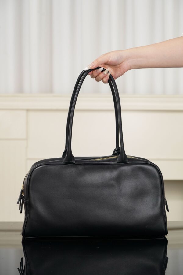 CHANEL Women's Large Bowling Bag (26S) – Black Calfskin with Gold Logo (Spring/Summer 2026 New Arrival)