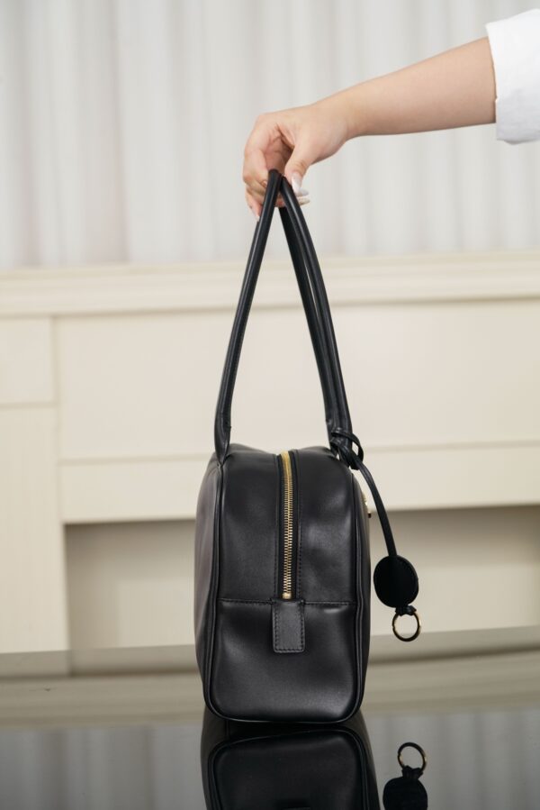 CHANEL Women's Large Bowling Bag (26S) – Black Calfskin with Gold Logo (Spring/Summer 2026 New Arrival)