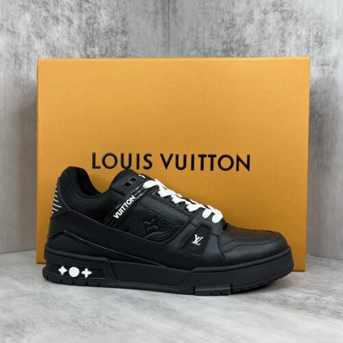 Louis Vuitton LV Trainer Black & White Grained Leather Retro Sneakers