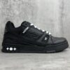 sy_no_B4B8D58D3CC5646E1CD4CF055B73D182_5 Louis Vuitton LV Trainer Black & White Grained Leather Retro Sneakers