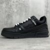 sy_no_B4B8D58D3CC5646E1CD4CF055B73D182_6 Louis Vuitton LV Trainer Black & White Grained Leather Retro Sneakers