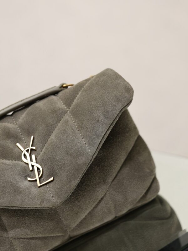 sy_no_B4BFDF9672A40D06EC6382C0B88C0DC0_2 YSL Loulou Mini Double-Chain Bag – Gray Suede