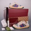 sy_no_B56EA75B25920C97684123EAD525ACA8_4 Gucci Screener GG Canvas & Beige Leather Sneaker with Blue/Orange Web Stripe