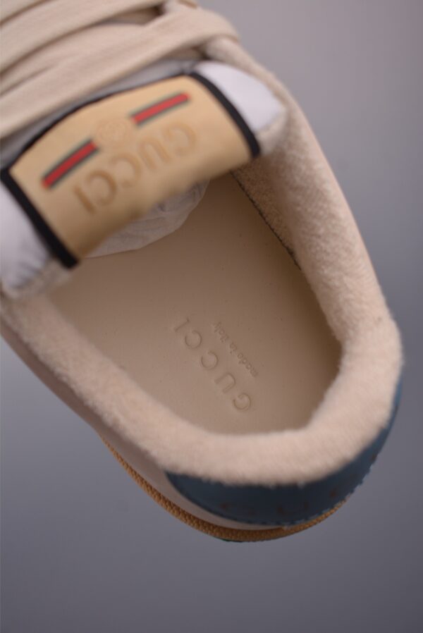 sy_no_B56EA75B25920C97684123EAD525ACA8_8 Gucci Screener GG Canvas & Beige Leather Sneaker with Blue/Orange Web Stripe
