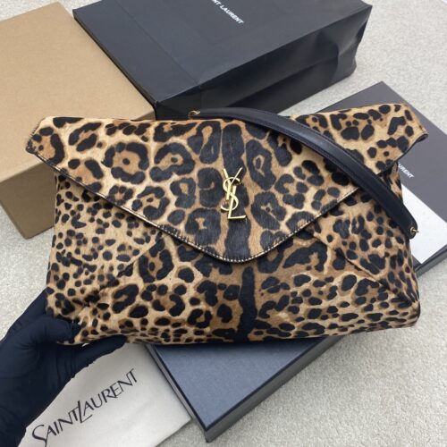 Envelope XL Shoulder Bag – Leopard Haircalf, Lambskin & Gold