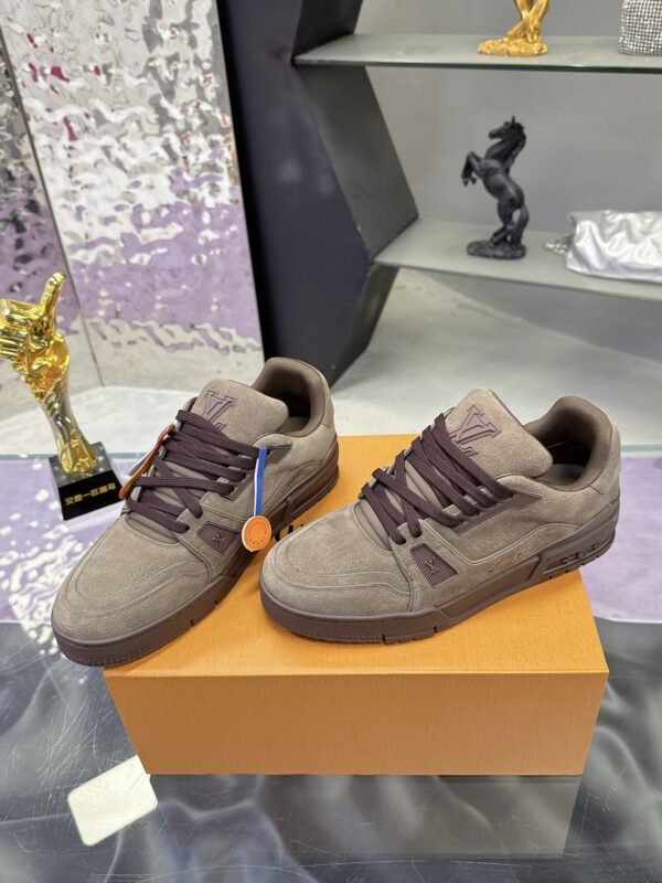 Louis Vuitton LV Trainer Maxi Grey Brown Suede Sneakers