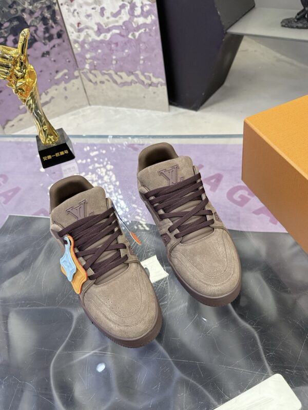 Louis Vuitton LV Trainer Maxi Grey Brown Suede Sneakers