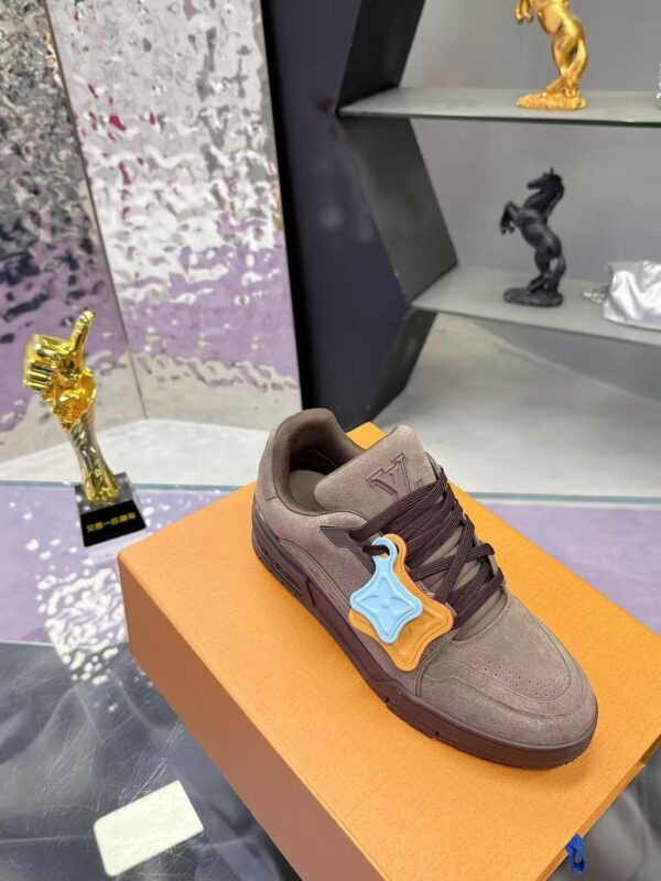 Louis Vuitton LV Trainer Maxi Grey Brown Suede Sneakers