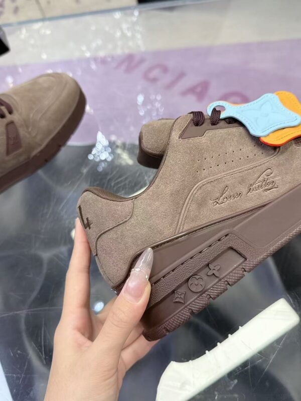 Louis Vuitton LV Trainer Maxi Grey Brown Suede Sneakers
