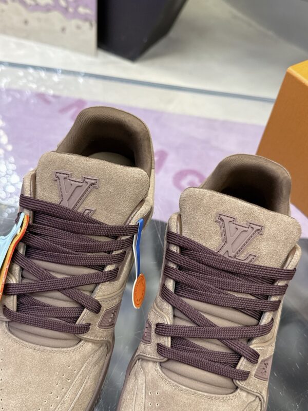 Louis Vuitton LV Trainer Maxi Grey Brown Suede Sneakers