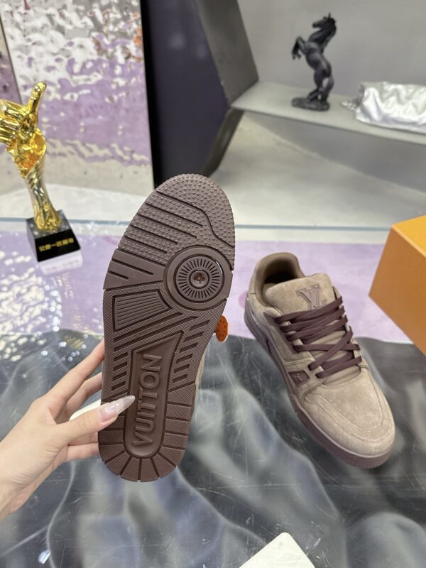 Louis Vuitton LV Trainer Maxi Grey Brown Suede Sneakers