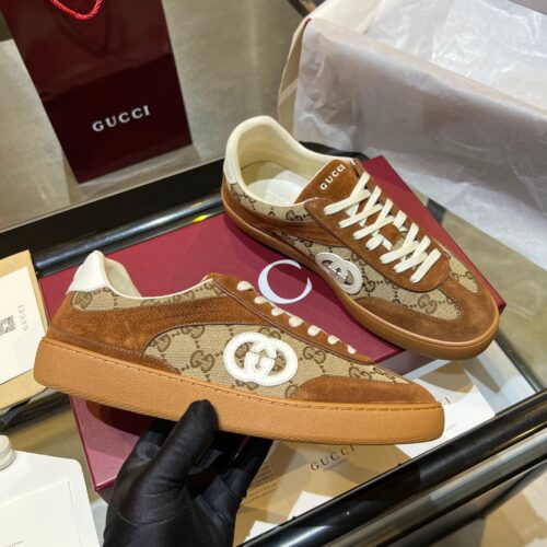 sy_no_B75BE151D3F5E2D9F0F9762E60874973_0 Gucci B Sneaker GG Canvas & Brown Suede – Classic GG / Brown Suede / Gum Sole