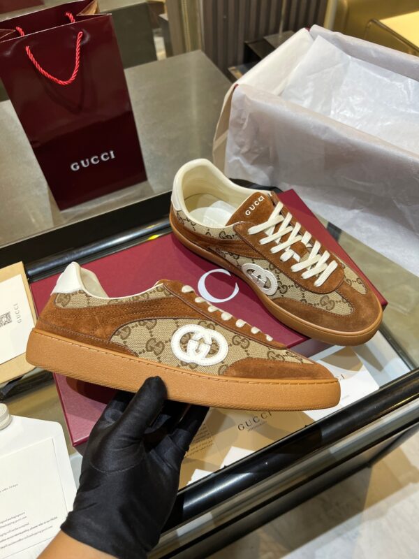 sy_no_B75BE151D3F5E2D9F0F9762E60874973_0 Gucci B Sneaker GG Canvas & Brown Suede – Classic GG / Brown Suede / Gum Sole