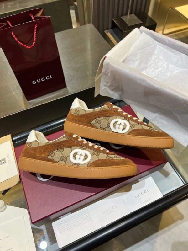 sy_no_B75BE151D3F5E2D9F0F9762E60874973_2 Gucci B Sneaker GG Canvas & Brown Suede – Classic GG / Brown Suede / Gum Sole