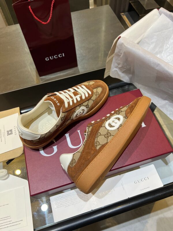 sy_no_B75BE151D3F5E2D9F0F9762E60874973_3 Gucci B Sneaker GG Canvas & Brown Suede – Classic GG / Brown Suede / Gum Sole