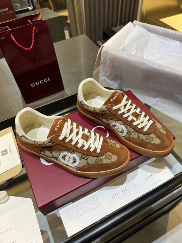 sy_no_B75BE151D3F5E2D9F0F9762E60874973_7 Gucci B Sneaker GG Canvas & Brown Suede – Classic GG / Brown Suede / Gum Sole