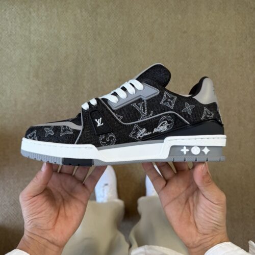 Louis Vuitton LV Trainer Black/Grey Monogram Denim Retro Sneakers