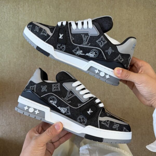 sy_no_B7B3291106255DAD028CD6A8EE1379E0_1 Louis Vuitton LV Trainer Black/Grey Monogram Denim Retro Sneakers