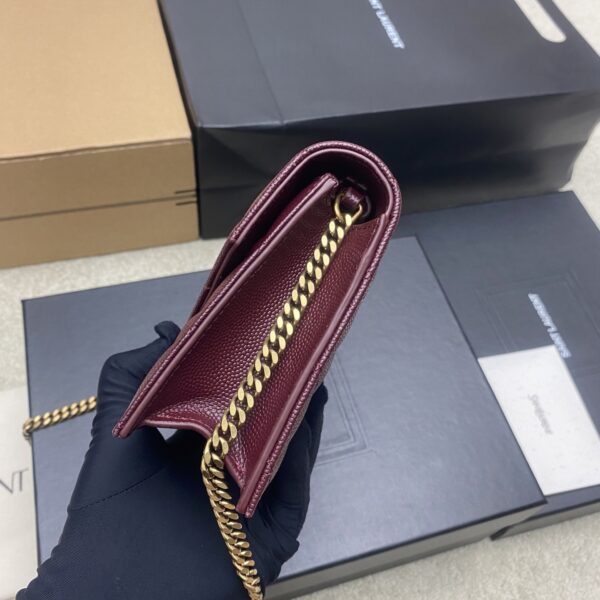 YSL Becky Quilted Chain Bag – Burgundy & Gold