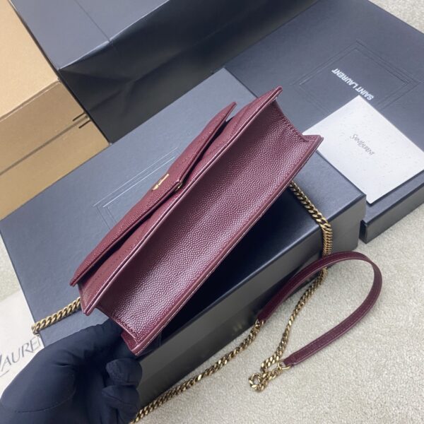 YSL Becky Quilted Chain Bag – Burgundy & Gold