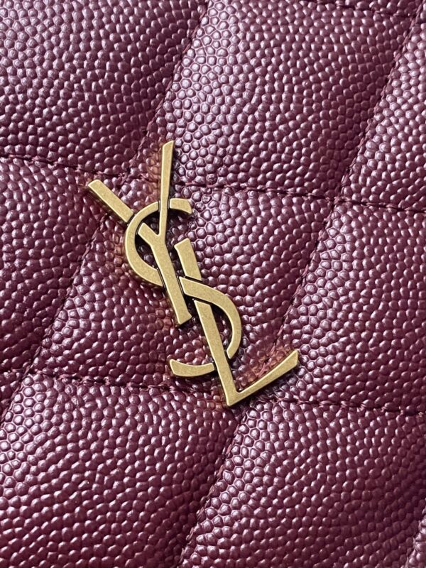 YSL Becky Quilted Chain Bag – Burgundy & Gold