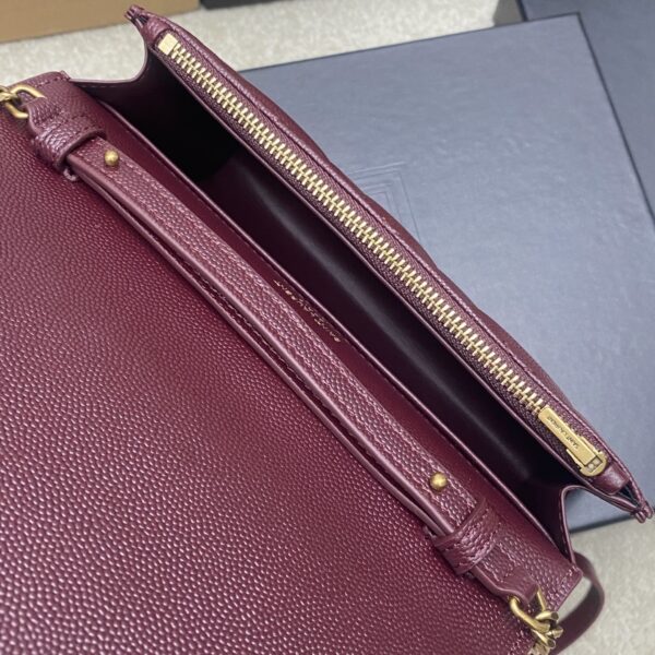 YSL Becky Quilted Chain Bag – Burgundy & Gold