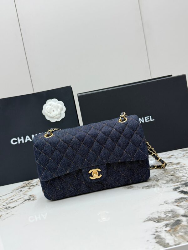 sy_no_B9024B6BA4AF81B96EB68D12BF2A4703_0 Chanel Classic Flap CF – Blue Quilted Denim with Gold Hardware (Medium 25 cm)