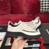 Beige & Black Quilted Suede Retro Platform Sneakers