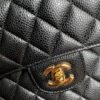 sy_no_BA3037C3101F840EB2D3087C853D4CA8_4 Chanel Classic CF 1112 shoulder bag featuring a chain strap and lock closure, crafted from premium imported caviar-grained calfskin.