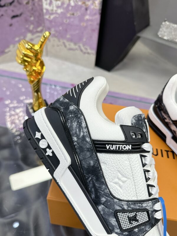 Louis Vuitton LV Trainer Washed Black Denim & White Leather Retro Sneakers