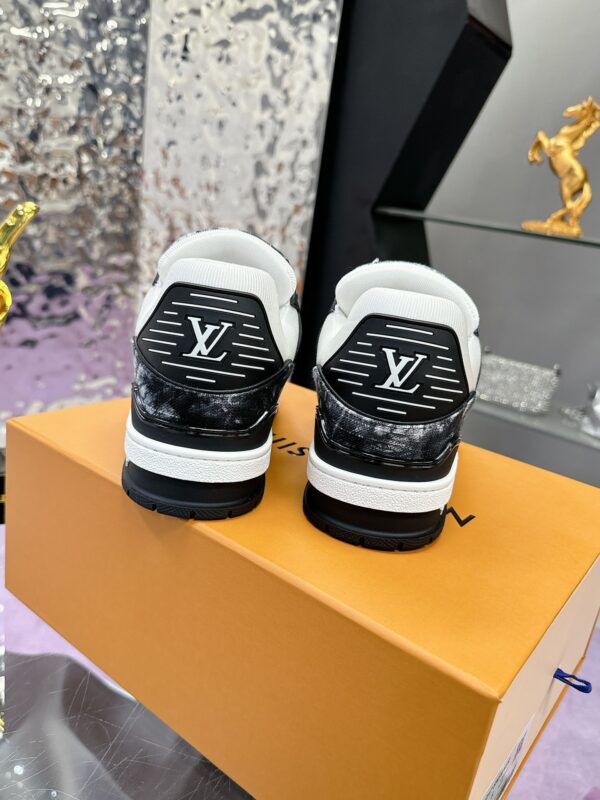 Louis Vuitton LV Trainer Washed Black Denim & White Leather Retro Sneakers