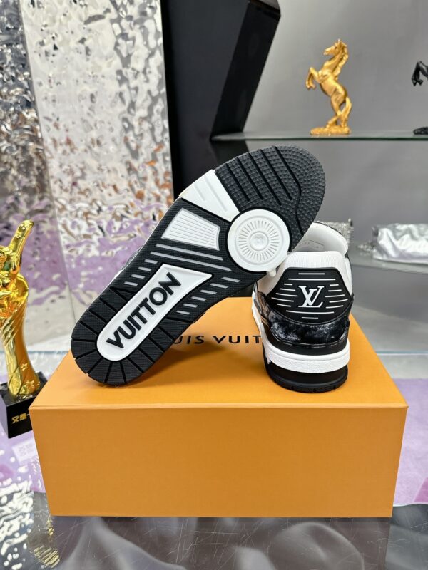 Louis Vuitton LV Trainer Washed Black Denim & White Leather Retro Sneakers