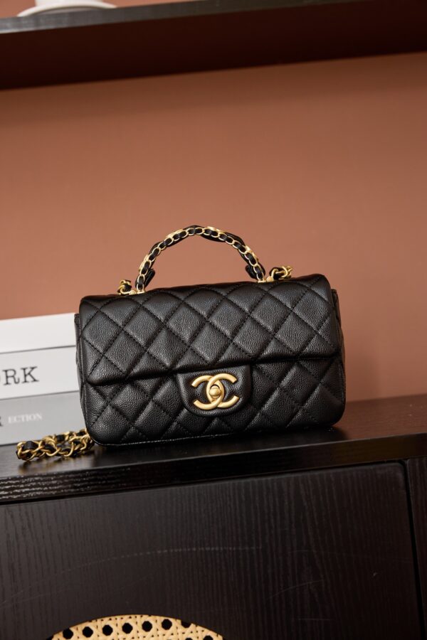 sy_no_BCC8C75D562088C13527733338E35972_0 Chanel Black & Gold Caviar Leather CF Mini 25 Bag (Shoulder, Handheld, and Crossbody)