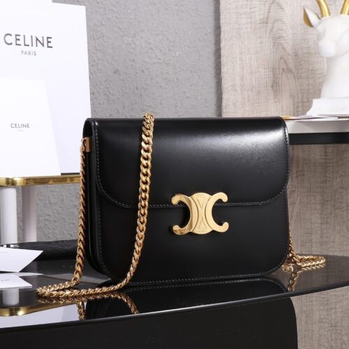 sy_no_BD10210E545094EC1789A43623795450_0 College Triomphe Chain Bag – Glossy Calfskin