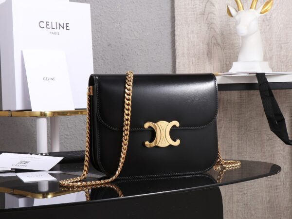 College Triomphe Chain Bag – Glossy Calfskin