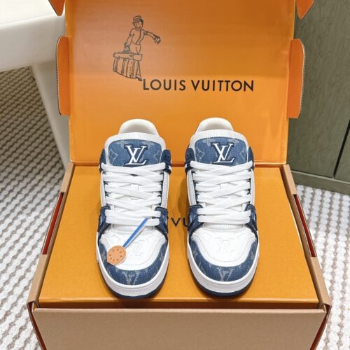 sy_no_BD1B886A1DCA74A26220FB7ED0EE9079_0 Louis Vuitton LV Trainer Maxi / LV Skate Blue & White Monogram Denim Sneakers