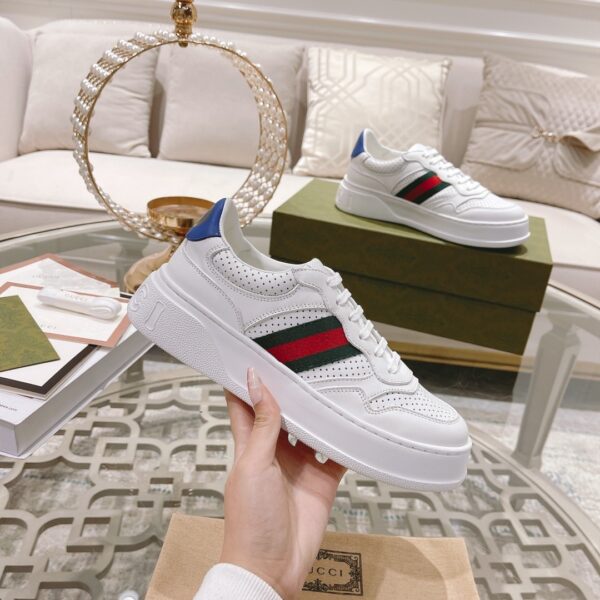 sy_no_BF05AD89F8DCE0B1C2F811B0F604AF61_4 Gucci Re-Web White Leather Green-Red Web Stripe Platform Sneakers