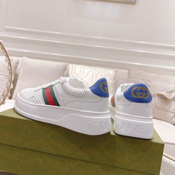 sy_no_BF05AD89F8DCE0B1C2F811B0F604AF61_6 Gucci Re-Web White Leather Green-Red Web Stripe Platform Sneakers